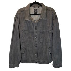 Original‎ Use Men's Jean Jacket Large Washed Black Denim Cotton Blend Casual